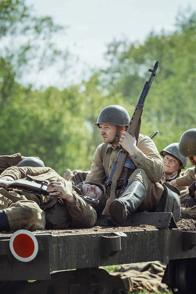 Federacja Rosyjska Nowogród District Tesovo Maja 2018 Rekonstrukcji Historycznej Wojskowej — Zdjęcie stockowe