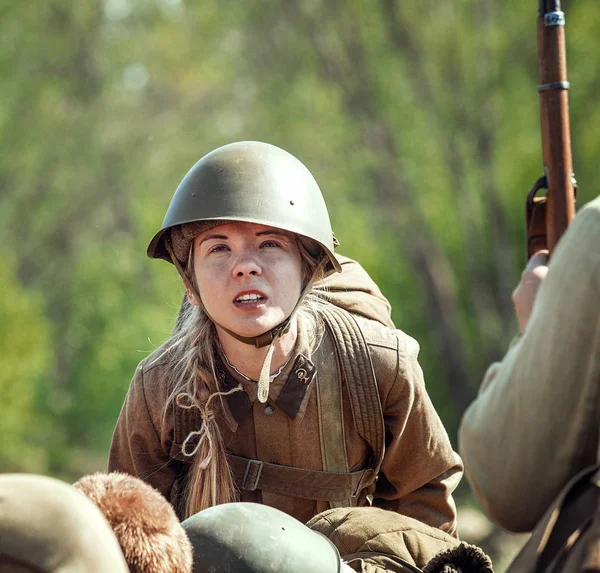 Orosz Föderáció Novgorod District Tesovo 2018 Május Katonai Történelmi Reenactment — Stock Fotó