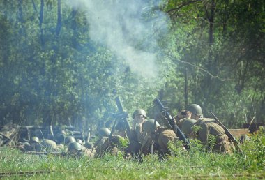 Rusya Federasyonu, Novgorod bölge, Tesovo - 20 Mayıs 2018: askeri tarihi canlandırma 