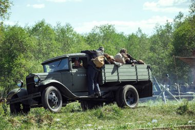 Rusya Federasyonu, Novgorod bölge, Tesovo - 20 Mayıs 2018: askeri tarihi canlandırma 