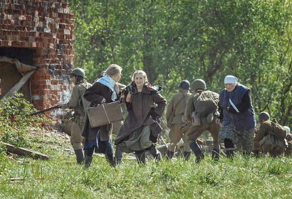 Orosz Föderáció Novgorod District Tesovo 2018 Május Katonai Történelmi Reenactment — Stock Fotó