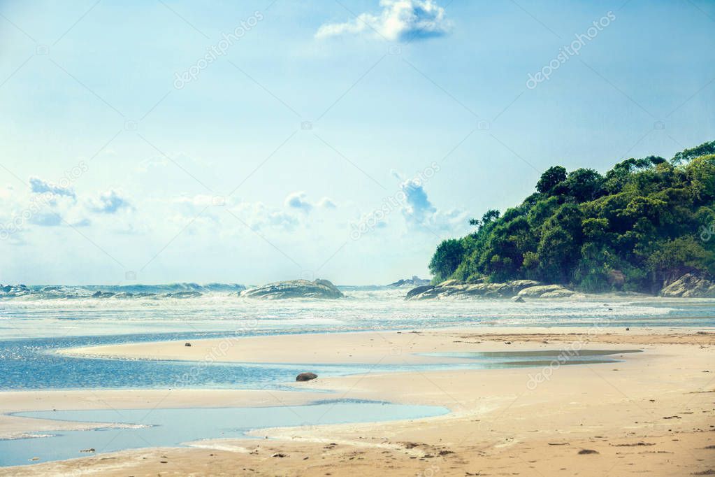 Sea view on the shore of the Indian Ocean, Sri Lanka