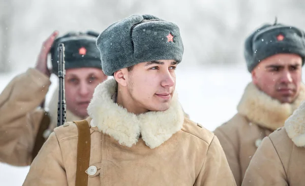 Russische Föderation Bezirk Pskow Welikie Luki Februar 2018 Militärhistorische Reenactment — Stockfoto