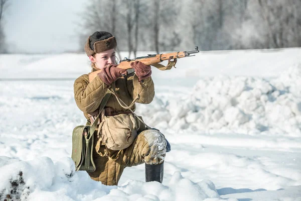 Russische Federatie Pskov District Velikie Luki Februari 2018 Militaire Historische — Stockfoto