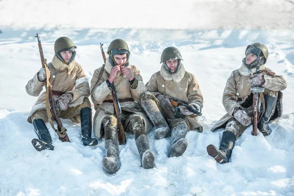 Rusya Federasyonu, Pskov bölgesinde, Velikiye Luki - 23 Şubat 2018: askeri tarihi canlandırma Feat Alexander Matrosov