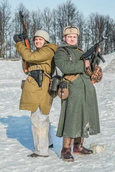 Russische Föderation Bezirk Pskow Welikie Luki Februar 2018 Militärhistorische Reenactment — Stockfoto