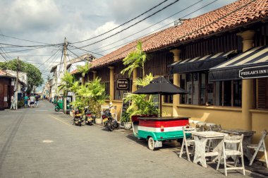 Sri Lanka, Galle - 17 Nisan 2018: Galle sokak şehir.