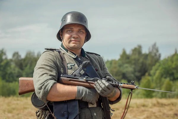 Elfelejtett Feat Sztálin Sor Katonai Történelmi Reenactment Orosz Föderáció Pskov — Stock Fotó