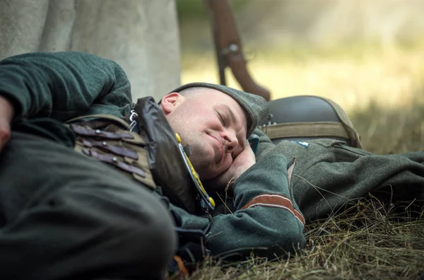 Elfelejtett Feat Sztálin Sor Katonai Történelmi Reenactment Orosz Föderáció Pskov — Stock Fotó