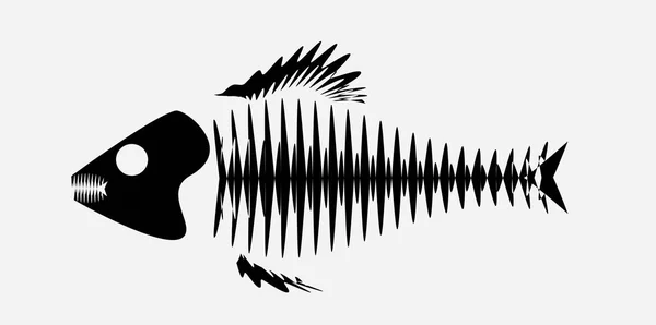 魚の様式化された骸骨とロゴ — ストックベクタ