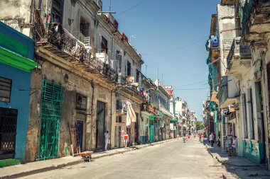 Havana, Küba - 09 Mayıs 2017: Street Eski Havana'nın.
