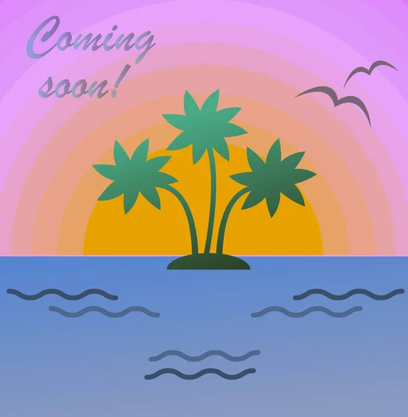 Palmiers Sur Une Île Tropicale Dans Océan — Image vectorielle