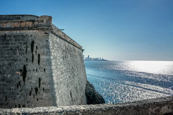 Stony ocean coastline, Cuba, Havana, view from El Morro castle 