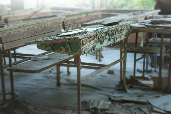 Aula Escuela Abandonada Número Pripyat Zona Alienación Chernobyl — Foto de Stock