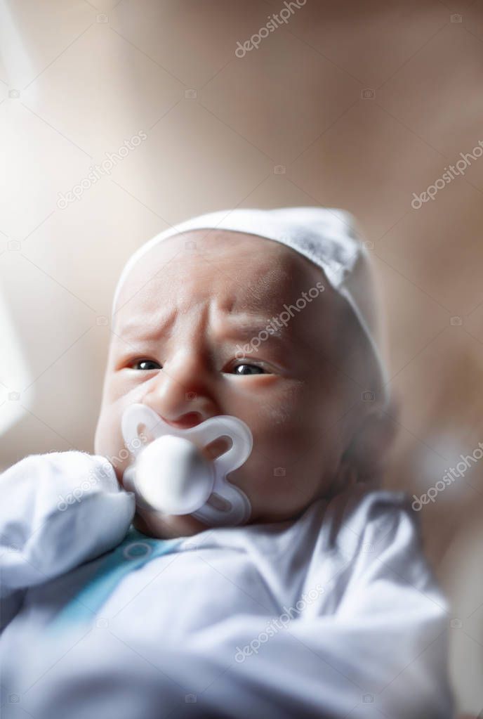 Portrait of little cute newborn baby