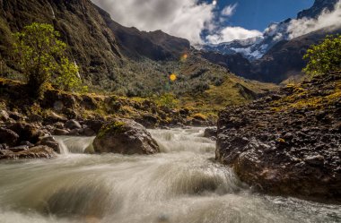 River in the Andes at El Altar Volcano near Banos, Ecuador clipart