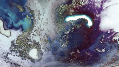 Yaratıcı soyut el boyası arka plan, duvar kağıdı, doku fırça darbeleriyle tuvale akrilik resmin yakın plan bir parçası. Modern sanat. Çağdaş sanat