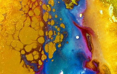 Yaratıcı soyut el boyası arka plan, duvar kağıdı, doku fırça darbeleriyle tuvale akrilik resmin yakın plan bir parçası. Modern sanat. Çağdaş sanat.