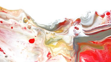 Kırmızı arka plan. Makro hücreleri. Akrilik boyalar. Mermer doku. Çağdaş sanat.