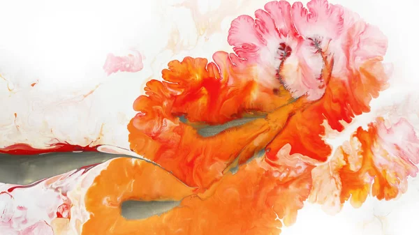 Kırmızı arka plan. Makro hücreleri. Kırmızı çiçek. Akrilik boyalar. Mermer doku. Çağdaş sanat.