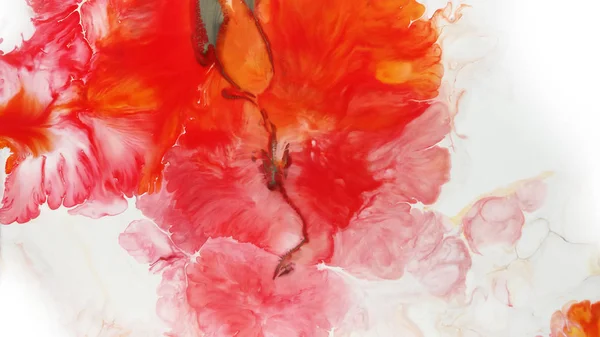 Fond Rouge Abstrait Cellules Macro Fleur Rouge Peintures Acryliques Texture — Photo