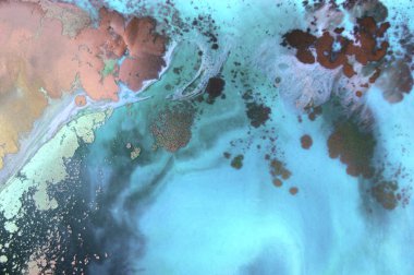 Arka plan. Akrilik boyalar. Mermer. Çağdaş sanat. Altın okyanus