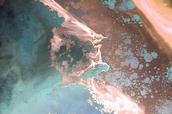 Arka plan. Akrilik boyalar. Mermer. Çağdaş sanat. Altın okyanus