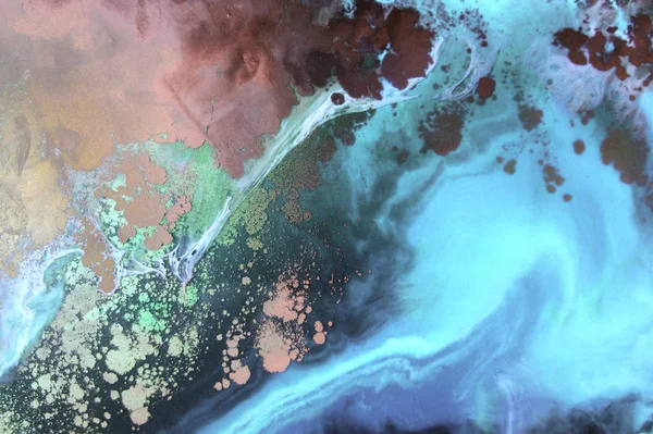 Streszczenie Tło Farby Akrylowe Marmuru Sztuka Współczesna Ocean Złota — Zdjęcie stockowe