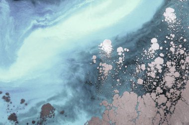 Arka plan. Akrilik boyalar. Mermer. Çağdaş sanat. Altın okyanus