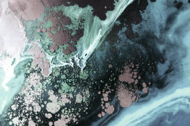 Arka plan. Akrilik boyalar. Mermer. Çağdaş sanat. Altın okyanus