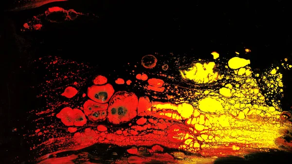 Αφηρημένη Κόκκινο Φόντο Μακροεντολή Κύτταρα Κόκκινο Και Κίτρινο Ακρυλικά Χρώματα — Φωτογραφία Αρχείου