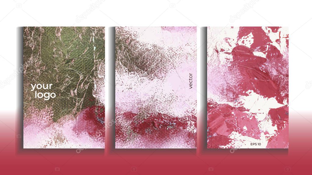 Vector cards. Set of templates brochure, cover and sheets. Abstract painted background. 