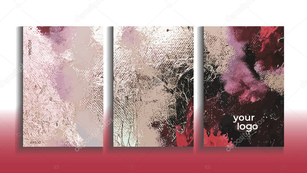 Vector cards. Set of templates brochure, cover and sheets. Abstract painted background. 