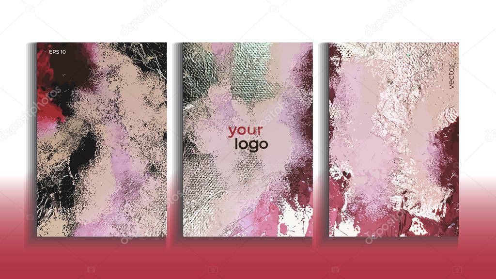 Vector cards. Set of templates brochure, cover and sheets. Abstract painted background. 