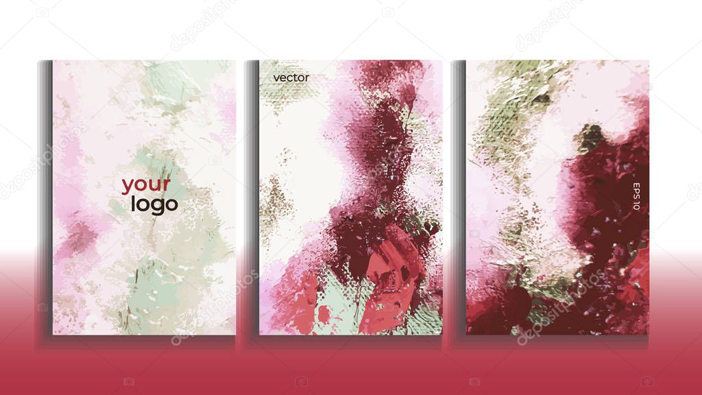Vector cards. Set of templates brochure, cover and sheets. Abstract painted background.