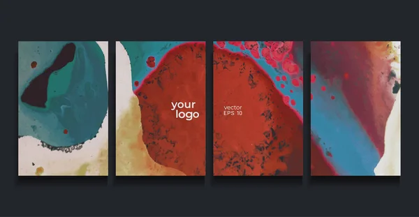 Vektör kartları. Şablonları broşür, kapak ve sayfaları kümesi. Soyut arka plan boyalı. Sıvı renk arka planlar.