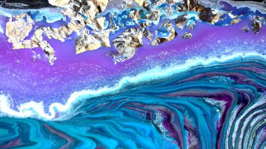 Yaratıcı soyut el boyası arka plan, duvar kağıdı, doku fırça darbeleriyle tuvale akrilik resmin yakın plan bir parçası. Modern sanat. Çağdaş sanat.