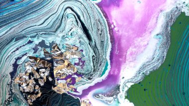 Yaratıcı soyut el boyası arka plan, duvar kağıdı, doku fırça darbeleriyle tuvale akrilik resmin yakın plan bir parçası. Modern sanat. Çağdaş sanat.