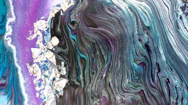 Yaratıcı soyut el boyası arka plan, duvar kağıdı, doku fırça darbeleriyle tuvale akrilik resmin yakın plan bir parçası. Modern sanat. Çağdaş sanat.