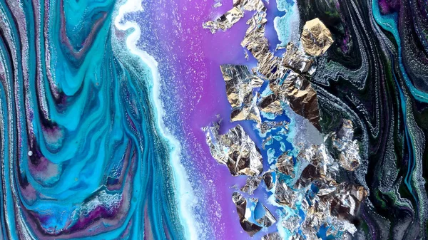 Yaratıcı soyut el boyası arka plan, duvar kağıdı, doku fırça darbeleriyle tuvale akrilik resmin yakın plan bir parçası. Modern sanat. Çağdaş sanat.