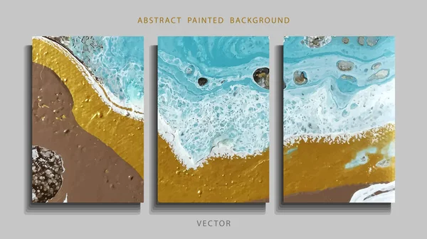 Eğilim vektörü. Soyut boyalı arka plan, el ilanı, kartvizit, broşür, poster seti. Sıvı mermer. 