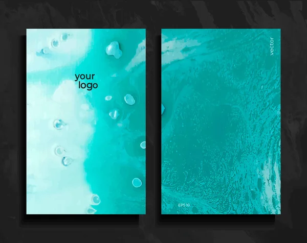 Soyut boyalı arka plan, el ilanı, kartvizit, broşür, poster, baskı için ayarlayın. Eğilim vektörü. Sıvı mermer.