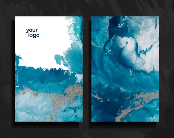 Soyut boyalı arka plan, el ilanı, kartvizit, broşür, poster, baskı için ayarlayın. Eğilim vektörü. Sıvı mermer. 