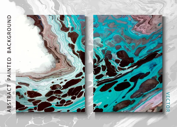 Soyut boyalı arka plan, el ilanı, kartvizit, broşür, poster, baskı için ayarlayın. Eğilim vektörü. Sıvı mermer 