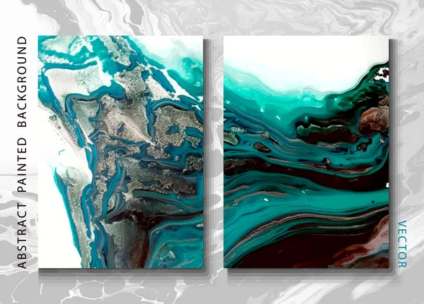 Soyut boyalı arka plan, el ilanı, kartvizit, broşür, poster, baskı için ayarlayın. Eğilim vektörü. Sıvı mermer 