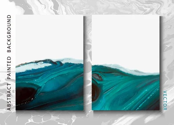 Soyut boyalı arka plan, el ilanı, kartvizit, broşür, poster, baskı için ayarlayın. Eğilim vektörü. Sıvı mermer 