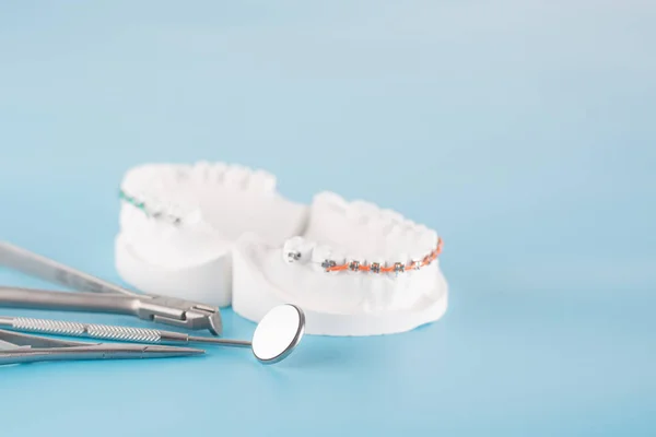 Tandheelkundige Tool Met Model Dental Care Concept — Stockfoto