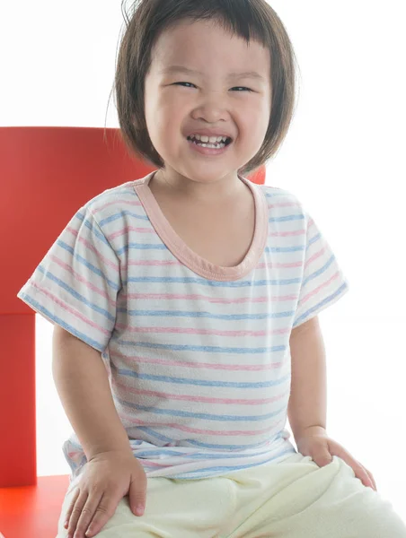 Happy Asian Kid Girl White Background — Stock Photo, Image