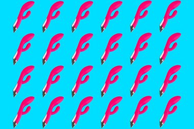 Dildo adult sex toy in seamless pattern.