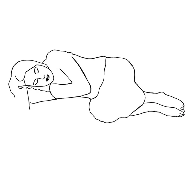 Una Chica Dormida Dibujo Mano Imagen de archivo